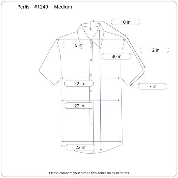 Perlis Seersucker Shirt Men's Medium Short Sleeve Button Down Blue Green Stripes - Picture 13 of 13